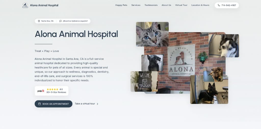 Alona Animal Hospital website